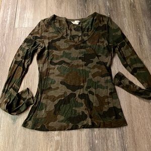 Hard Tail Forever Camo Long Sleeved Vneck Slub T